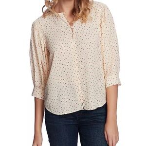 $79 1. State Women's cream Polka Dot short puff Sleeves Blouse Top Size M